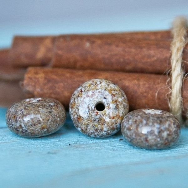 бусина, мурано "пыльца", абакус, песочный, 13х9 мм