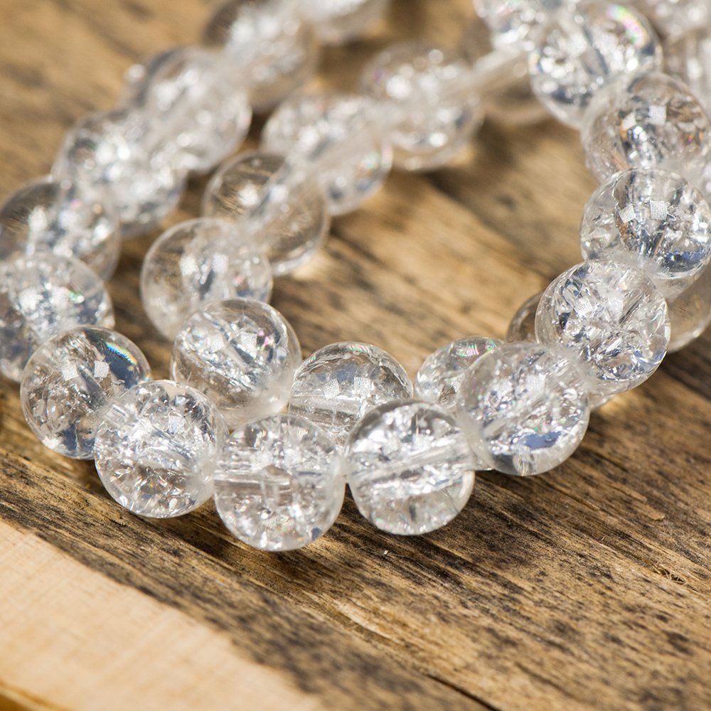 бусина, стекло "кракле", цвет прозрачный, 8 мм