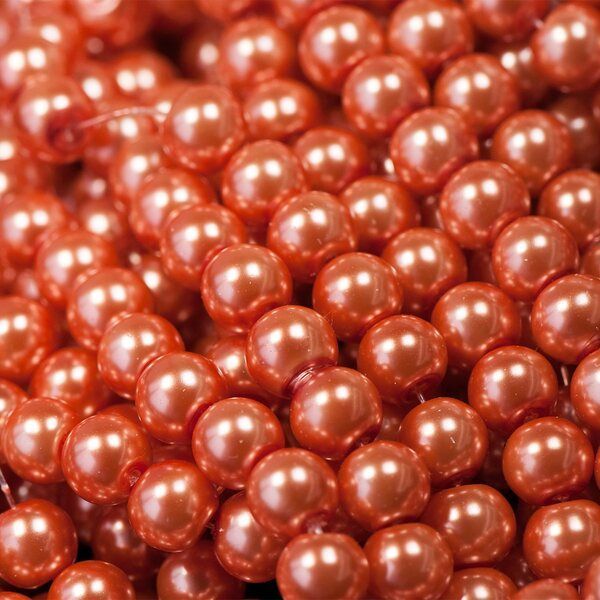 бусина, имитация жемчуга, стекло 8, цвет оранжевый, 8 мм  (уп 20 шт)