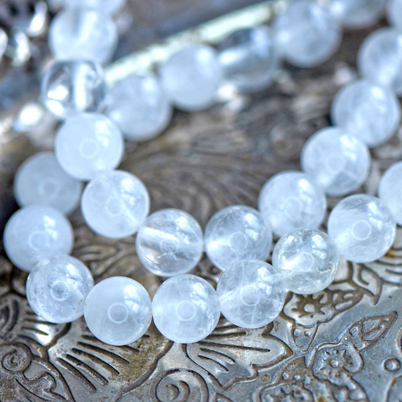 бусина кварц 8, цвет белый, 8 мм (стренд 10 шт.)