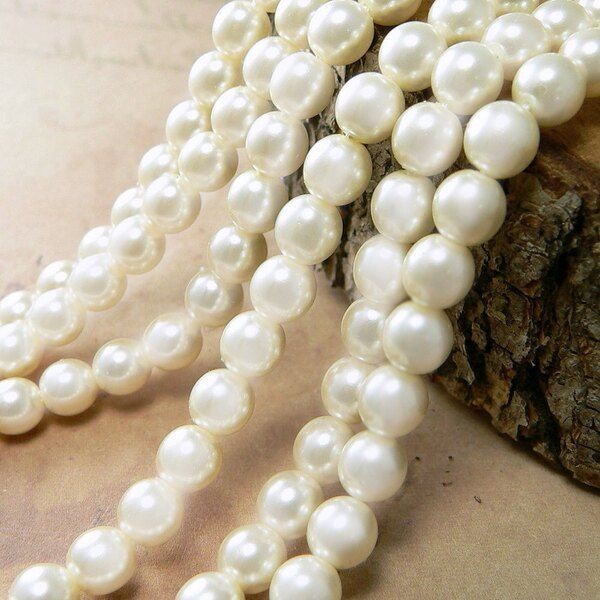 бусина, имитация жемчуга, стекло 8, матовая, цвет белый, 8 мм