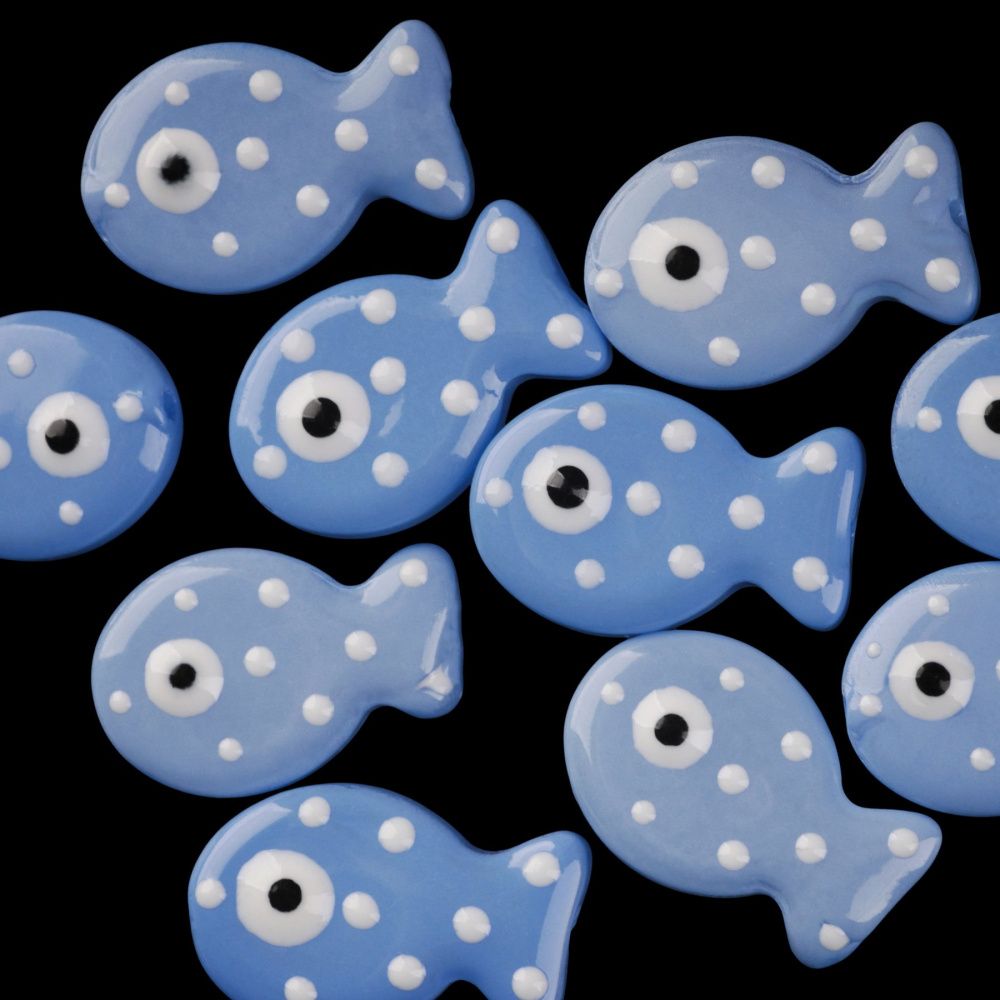 бусина, лэмпворк "рыбка", стекло/эмаль, цвет сиренево-голубой, 19.5x12.5x6-6.5 мм