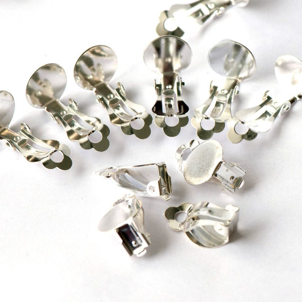 основа для клипс, цвет серебро, 19х14 мм