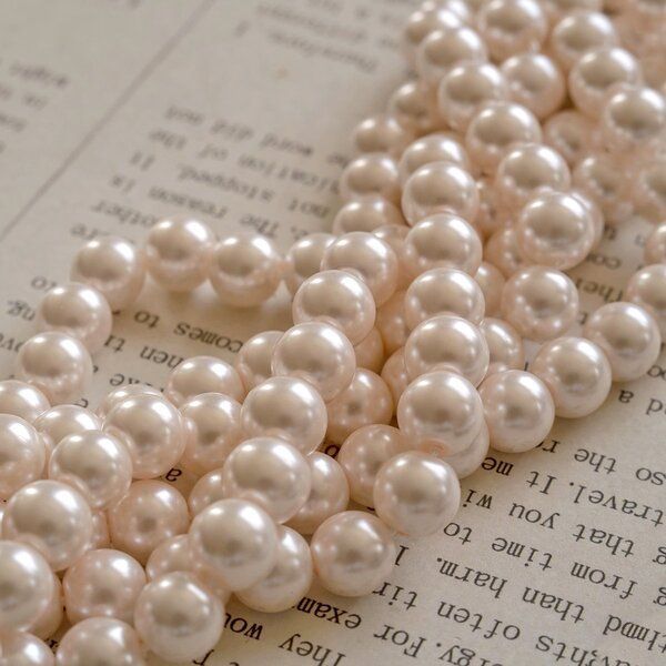 бусина, имитация жемчуга, стекло 8, цвет розовый бледный, 8 мм