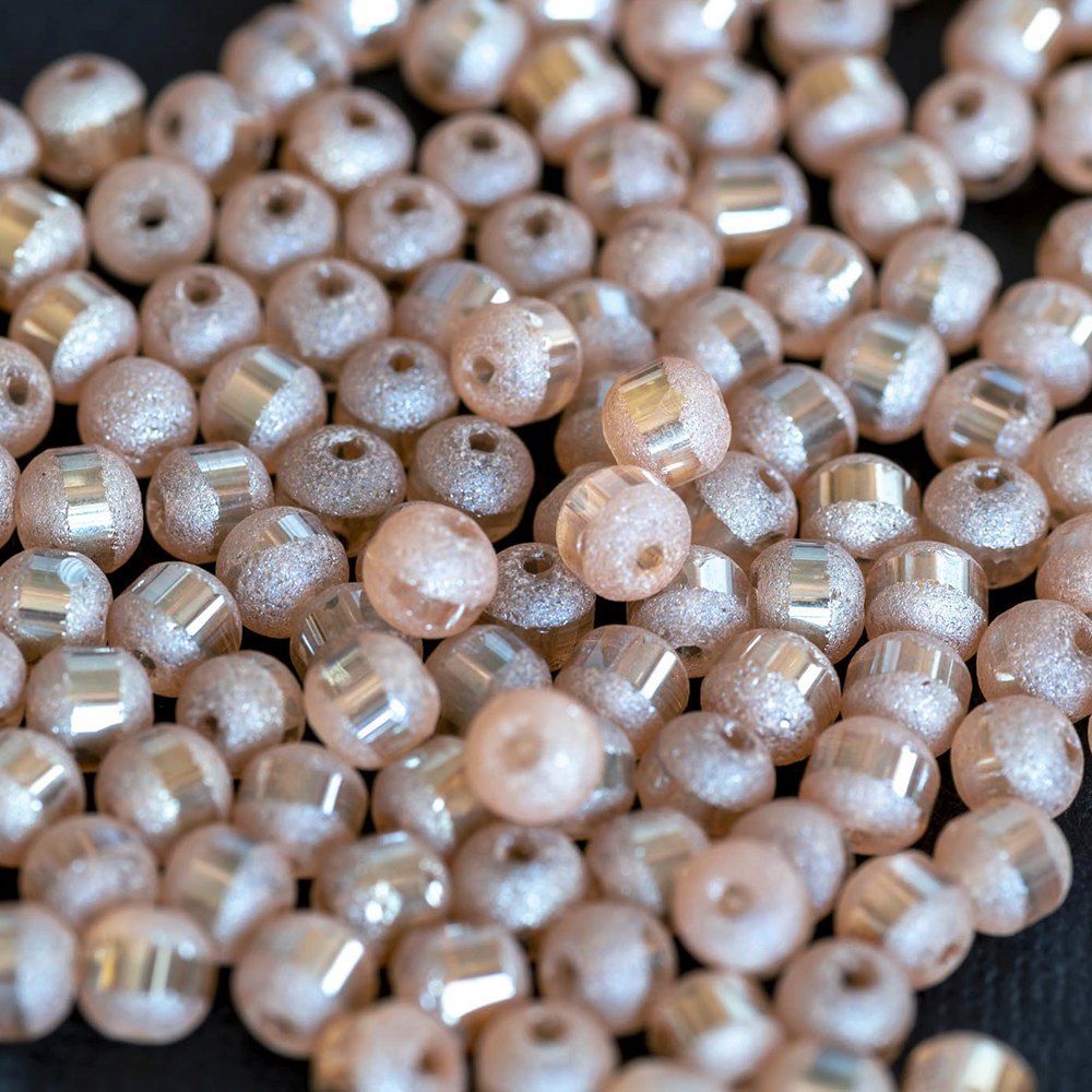 бусина, стекло 4, цвет персиковый металлик, 4 мм (уп 50+/-5 шт)