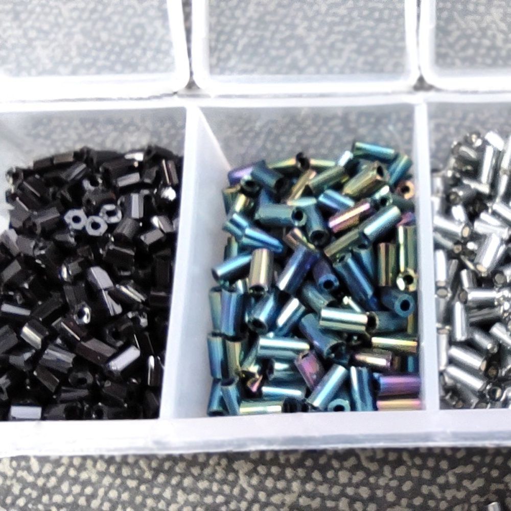 набор бисера стеклярус и рубка "голубой лед", 7 цветов