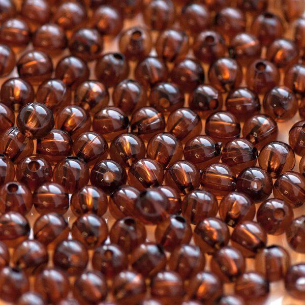 бусина, акрил 6, цвет шоколадный, 6 мм (уп 30 +/-3 шт)