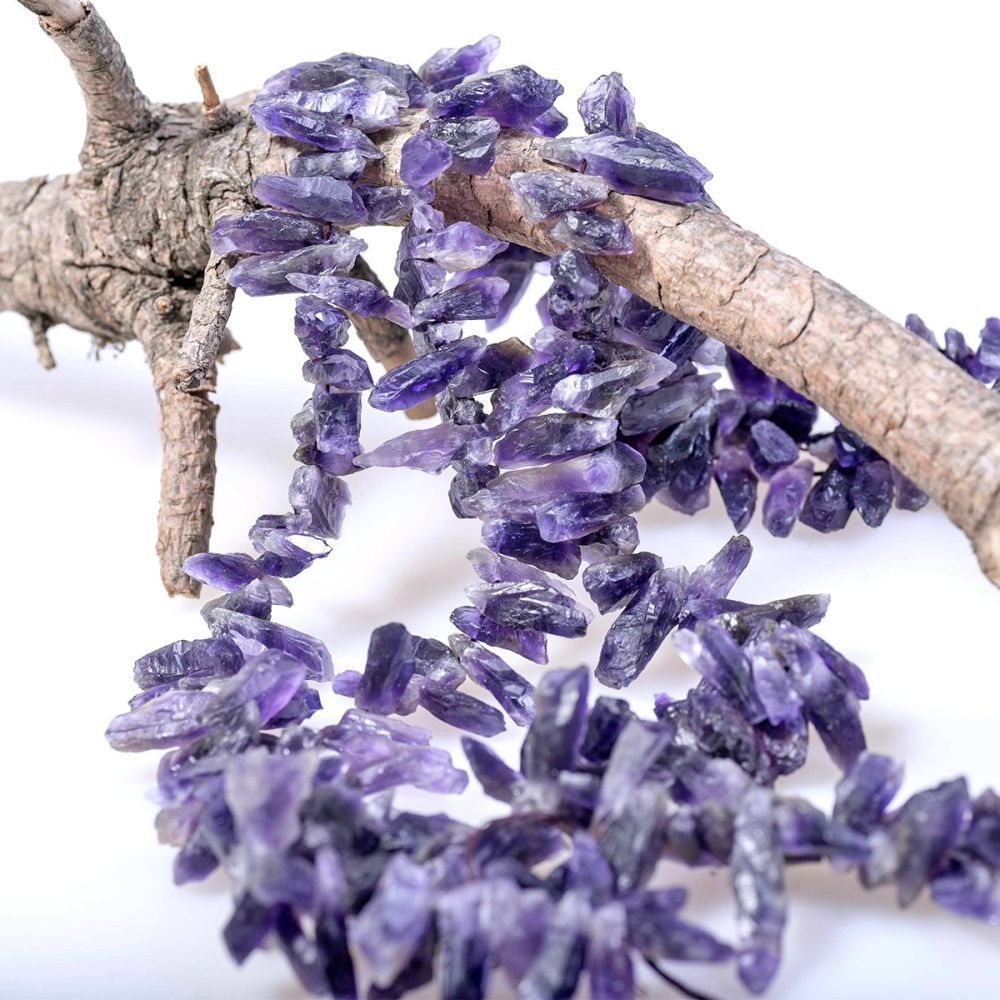 бусина аметист осколки, цвет сиренево-фиолетовый, 19-38x5-10 мм