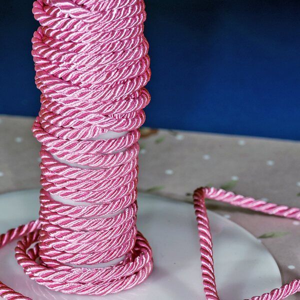 шнур витой из полиэстера, цвет ярко-розовый, 3.5 мм