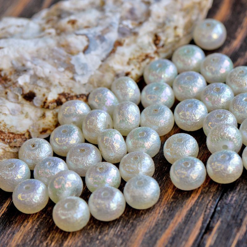 бусина, имитация хлопкового жемчуга, абакус, акрил, белый ав, 14.5x10 мм