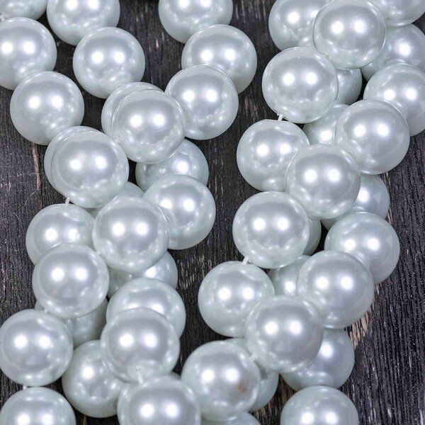 бусина, имитация жемчуга, стекло 16, цвет белый, 16 мм