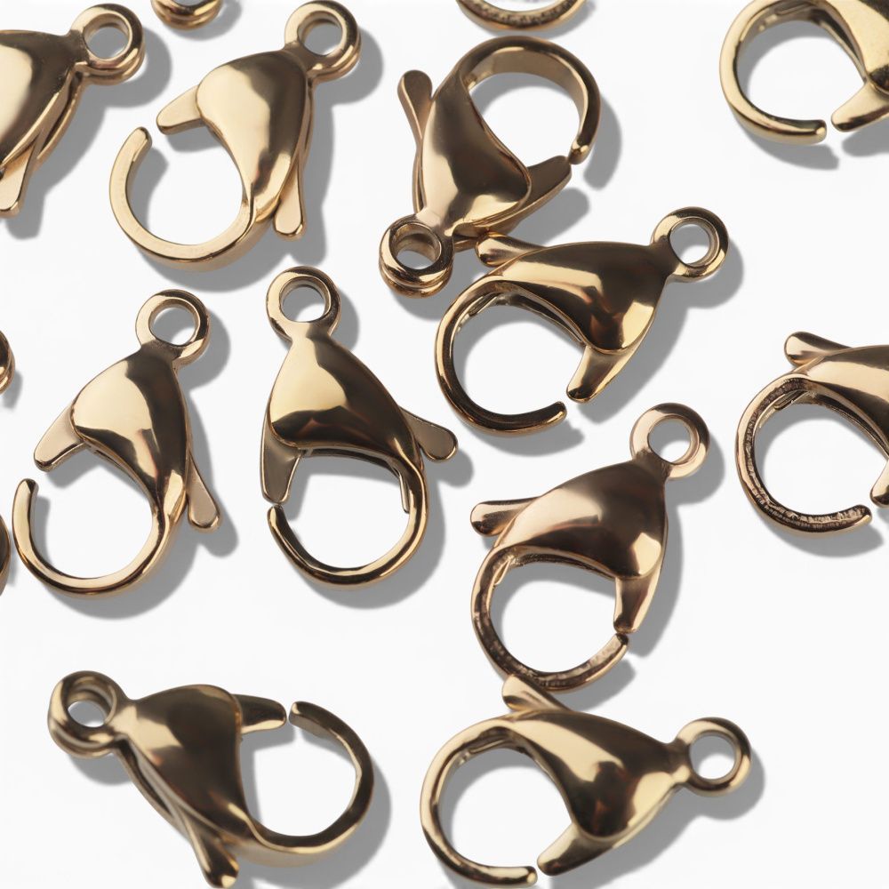 замочек-лобстер, 304 stainless steel, позолота, 15x9x4-4.5 мм