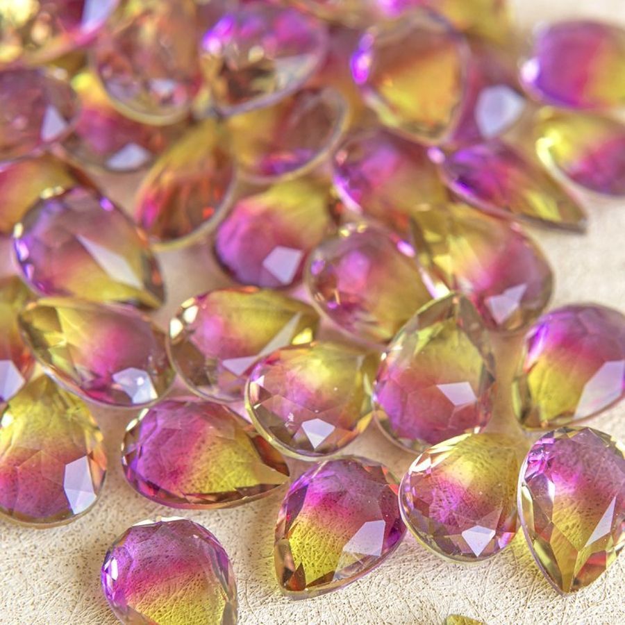 кабошон стекло кристалл, каплевидный, цвет turmaline #9, 14х10 мм