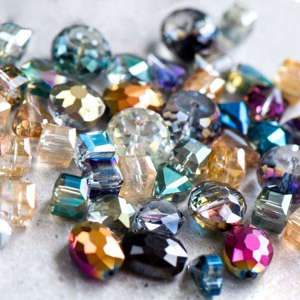 бусина "электра", граненая, стекло, цветовой микс радужный, размерный микс (уп 10 г)