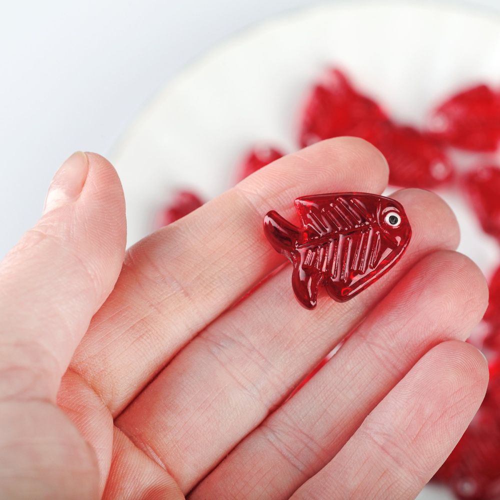 бусина, лэмпворк "скалярия", стекло, цвет красный, 21.5x18x7 мм