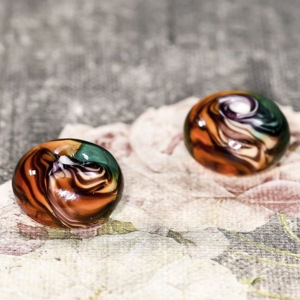 бусина, мурано "тигровая", абакус, 15х9 мм