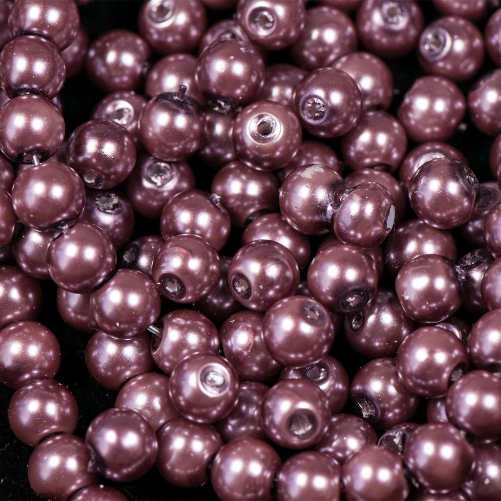 бусина, имитация жемчуга, стекло 6, цвет сиреневый, 6 мм (уп 30 шт)