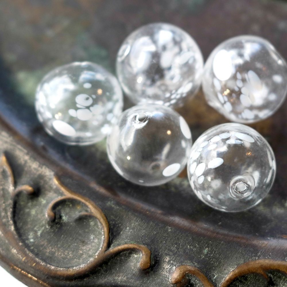 бусина, лэмпворк "шар с пятнышками ", прозрачный, 20-21 мм
