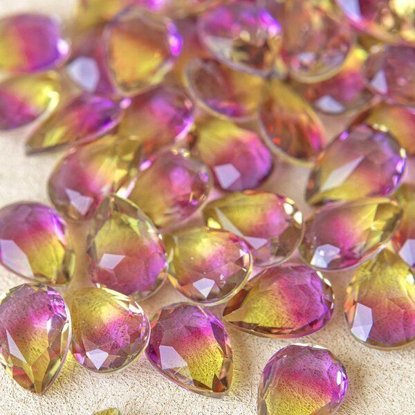 кабошон стекло кристалл, каплевидный, цвет turmaline #9, 14х10 мм