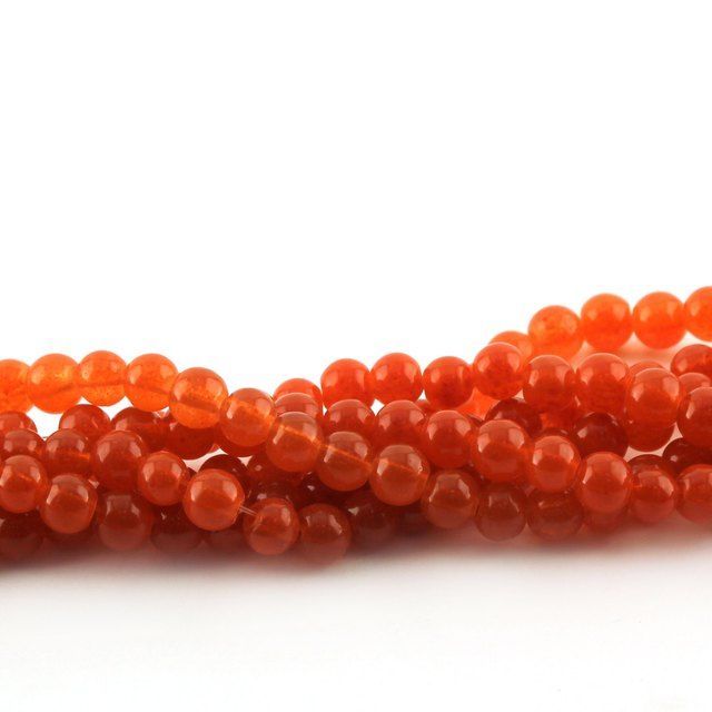бусина, имитация нефрита, стекло 6, цвет оранжевый, 6 мм