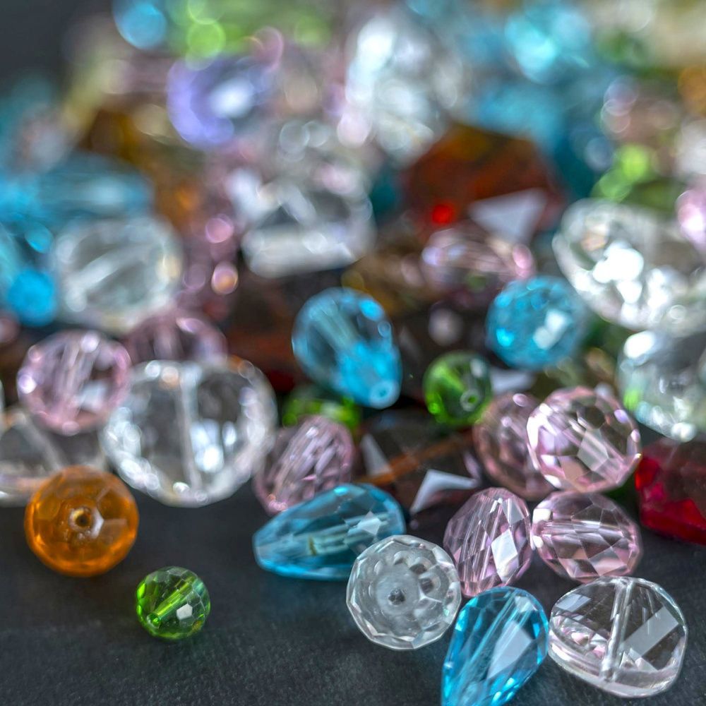 бусина "фацет", граненая, стекло, цветовой и размерный микс (уп10 г)