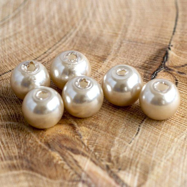 бусина, имитация жемчуга, стекло 5, цвет бежевый, 5 мм (уп 40+/-5 шт)