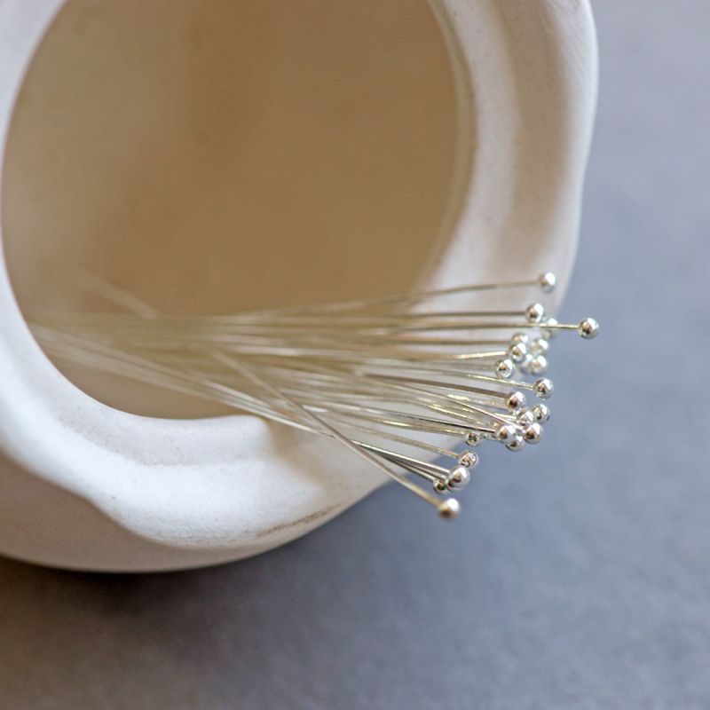 пины с шариком, цвет серебро, 50х0.5 мм (70 шт.)