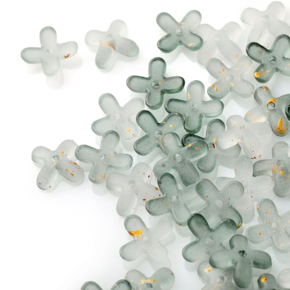 бусина, акрил "клематис", матовая, цвет полынный, 11.5x11.5x3 мм