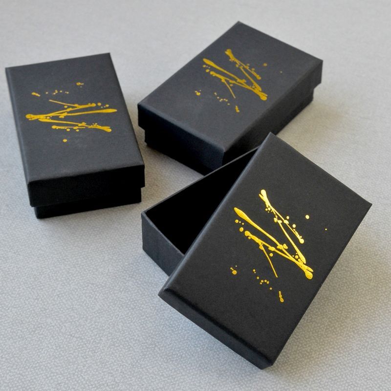 коробка "golden black", картон, цвет черный/золотой принт, 9.2x7x2.7 см