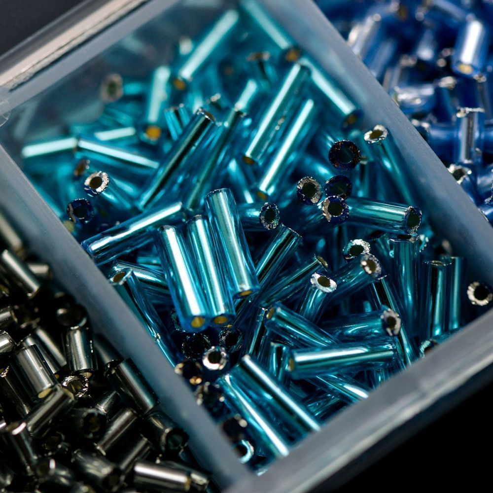 набор бисера стеклярус и рубка "голубой лед", 7 цветов