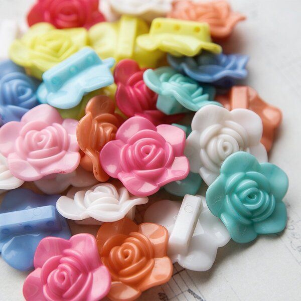 бусина, акрил "цветок пятилистник", цветовой микс, 33x33x13.5 мм