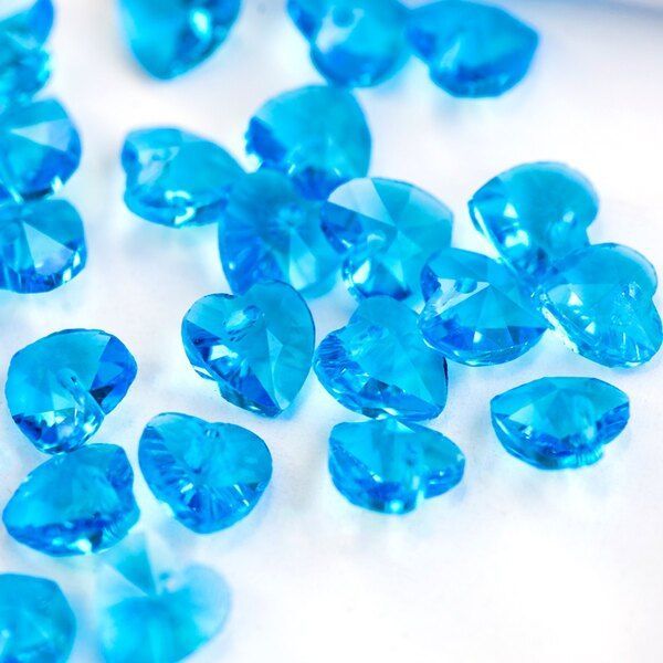 подвеска стеклянная "сердце", граненая, цвет небесно-голубой, 10х10х5 мм