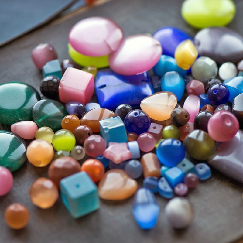 бусина "кошачий глаз", стекло, цветовой и размерный микс (уп.20 г)