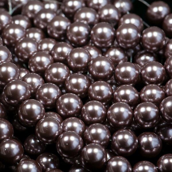 бусина, имитация жемчуга, стекло 14, цвет светло-коричневый, 14 мм (уп 8 шт)