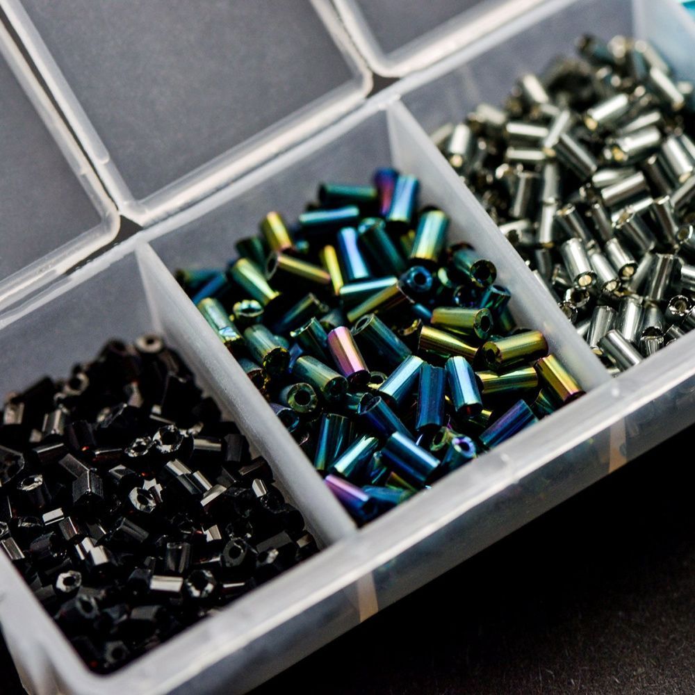 набор бисера стеклярус и рубка "голубой лед", 7 цветов