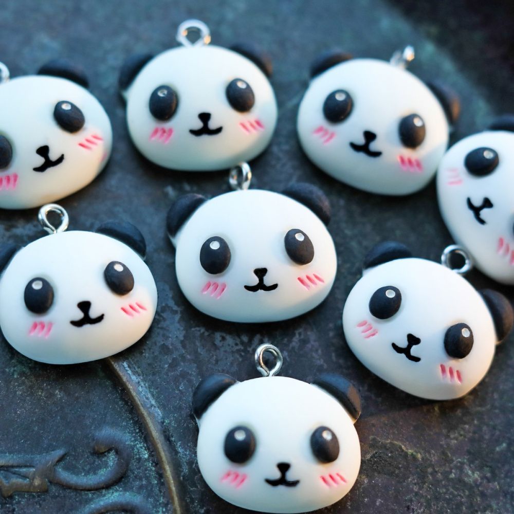 подвеска из смолы "милая панда", цвет черный/белый, 19x18x8 мм