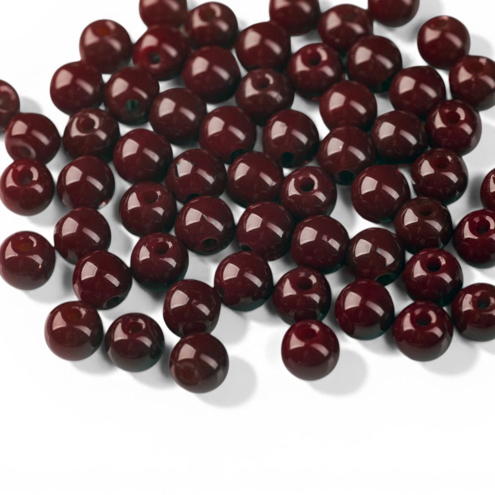 бусина, стекло 6, цвет темно-красный, 6 мм