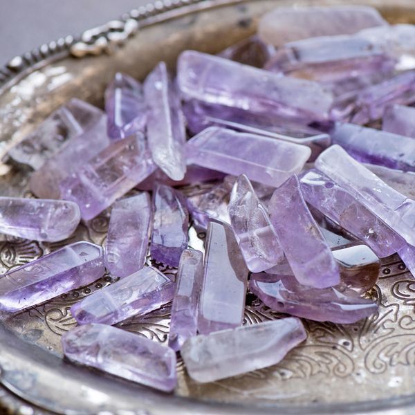 бусина аметист, багет, цвет сиреневый, размерный микс (уп 20 г)