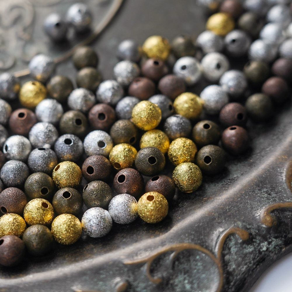 бусина, металл "звездная пыль" 8, цветовой микс, 8 мм