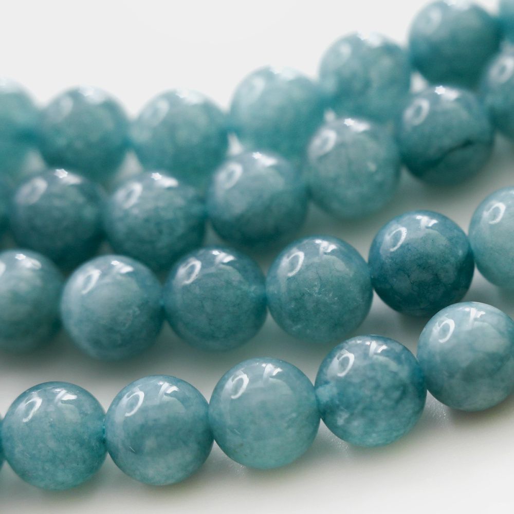 бусина нефрит малайзийский 8, цвет голубой, колорир., 8 мм (стренд 12 шт.)