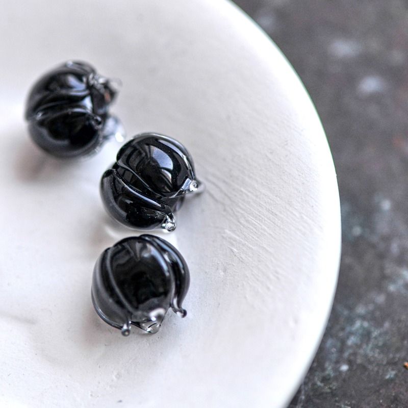 бусина, мурано "ландыш", черный, 7х7 мм