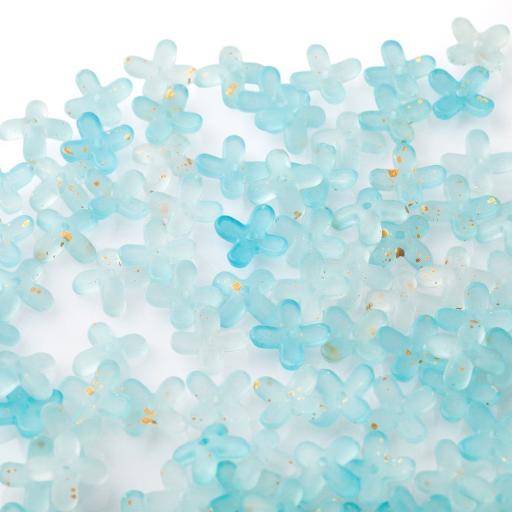 бусина, акрил "клематис", матовая, цвет аквамариновый, 11.5x11.5x3 мм