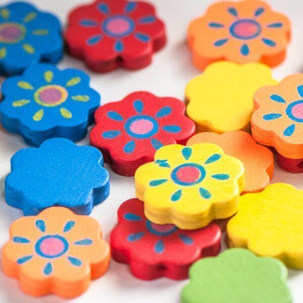 бусина дерево "цветок", цветовой микс, 24х5 мм