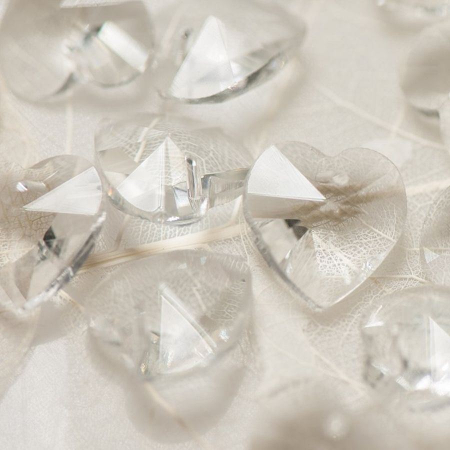 подвеска стеклянная "сердце", граненая, цвет прозрачный, 14х14х8 мм