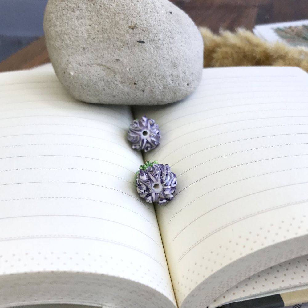 бусина, мурано "чертополох", сиреневый,  22х15 мм