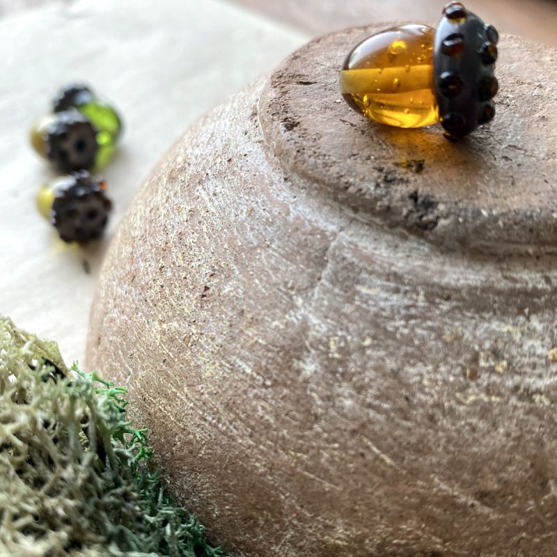 бусина, мурано "желудь", светлый янтарь, 15х12 мм