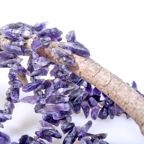 бусина аметист осколки, цвет сиренево-фиолетовый, 19-38x5-10 мм