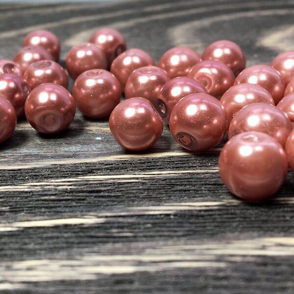 бусина, имитация жемчуга, стекло 8, цвет индийский красный, 8 мм (уп 20 шт)