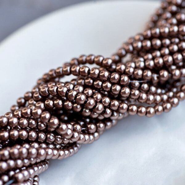 бусина, имитация жемчуга, стекло 3, цвет мокко, 3 мм (уп 100+/-10 шт)