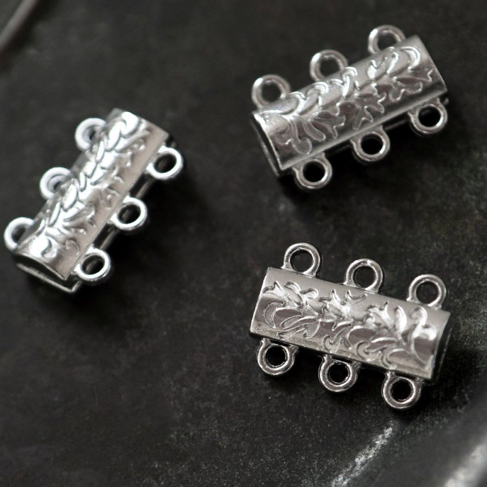 застежка "ветвь" многорядная, цвет платина, 14x19x6 мм